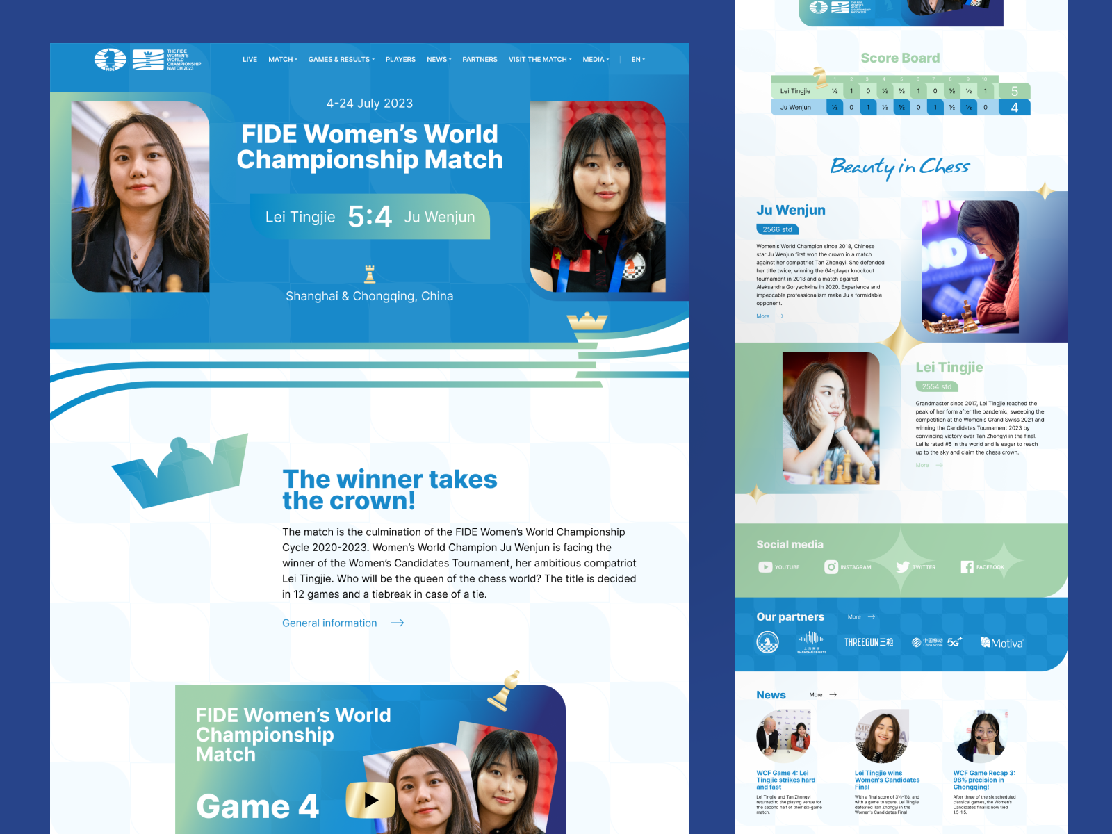 FIDE Women's World Championship 2023 – Official Website design and coding